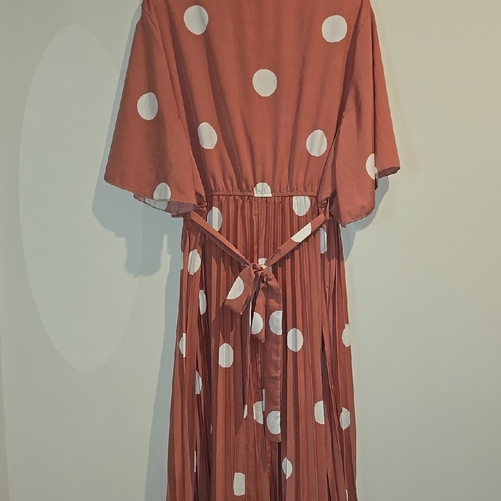 SHEIN Pink and White Wrap Tie Front Maxi Dress - Picture 5 of 8